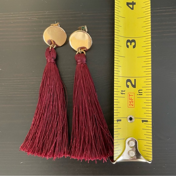 Maroon Fringe Earrings - Picture 4 of 5